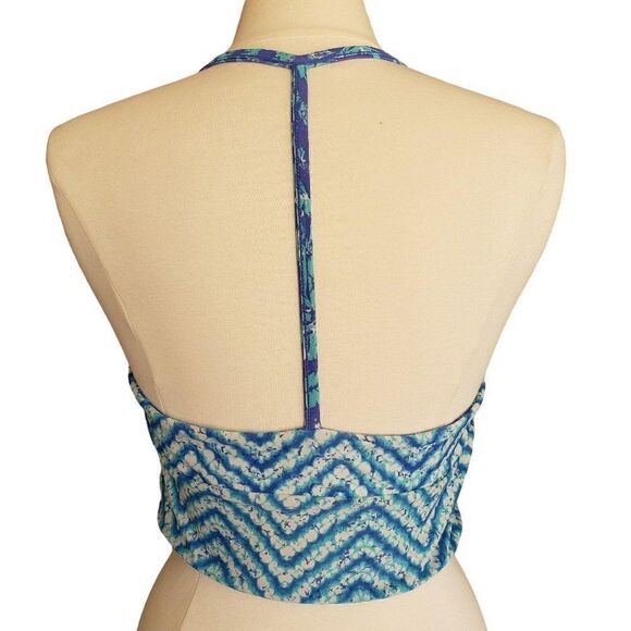 Women's Swimwear Tankini T-Back Beach Blue Reversible V-Neck Bikini Top XL - Picture 5 of 9